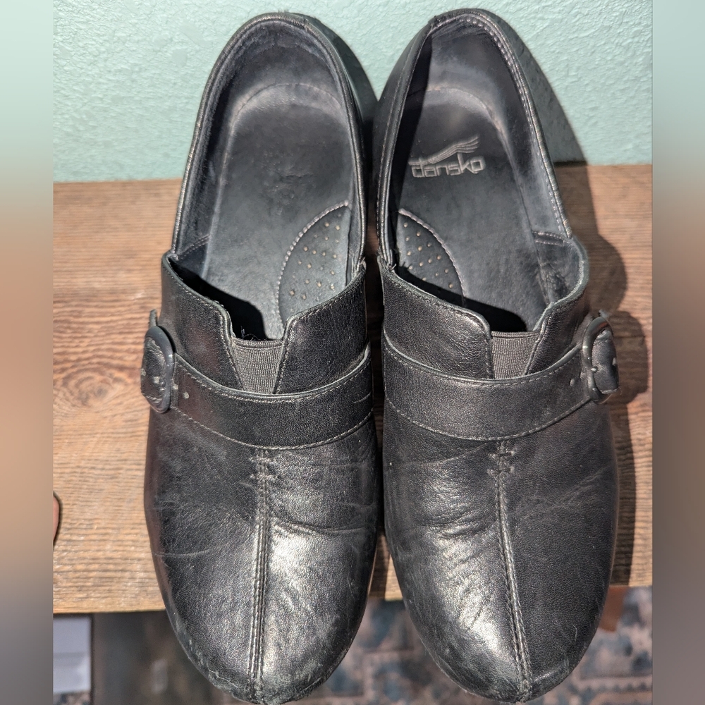 Dansko Black Leather Clogs with Buckle - Picture 8 of 9